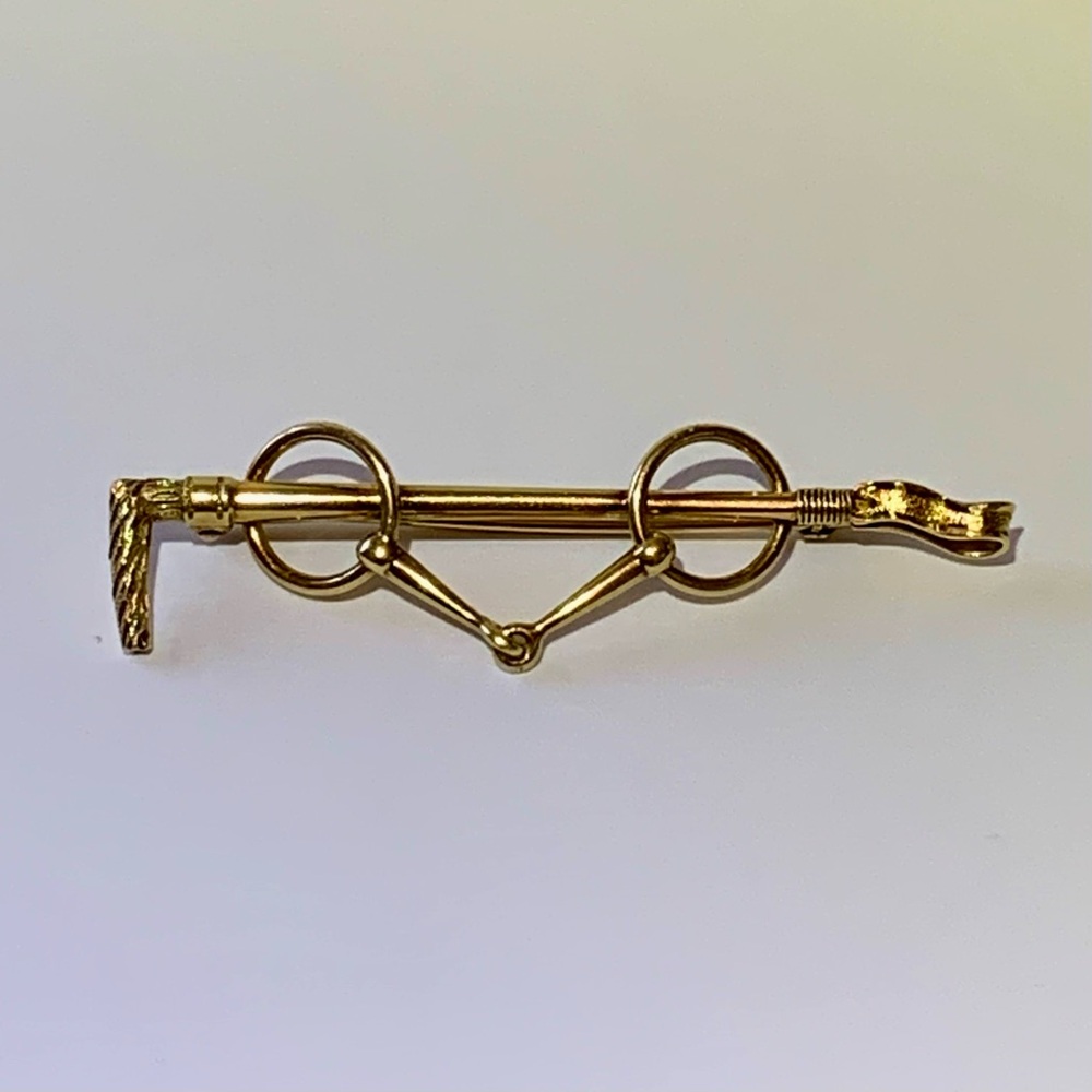 14K Gold Equestrian Horse Bit Brooch Vintage Estate Stock Pin